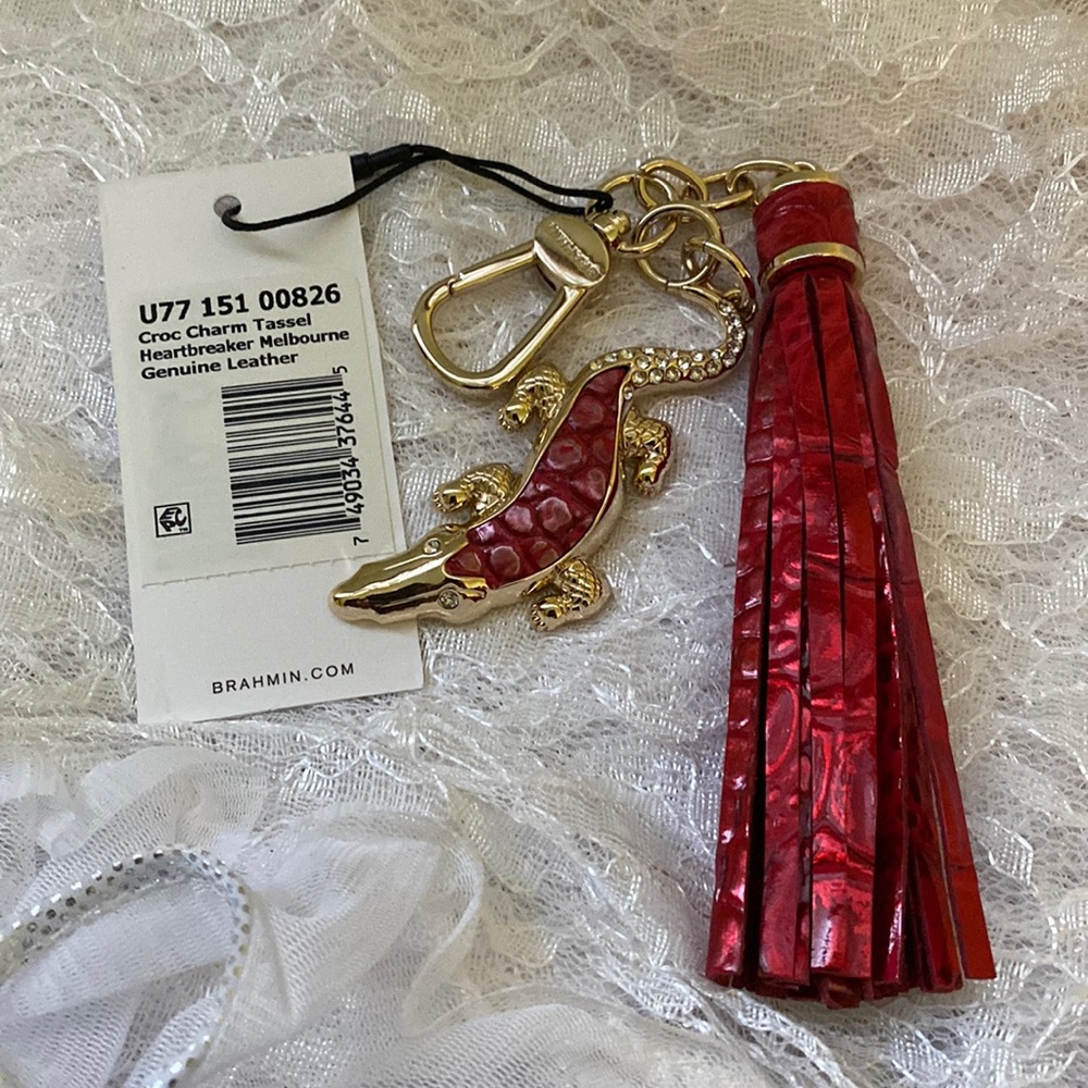Brahmin Croc Charm Tassel